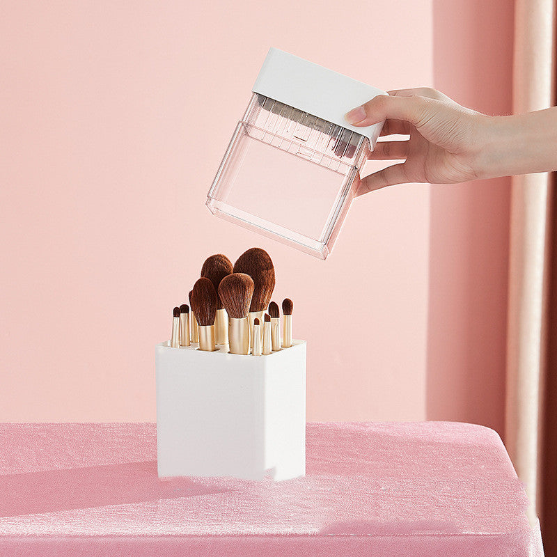 Boîte de Rangement & Séchage 2-en-1 pour Pinceaux de Maquillage – 12 Emplacements | Compacte & Étanche