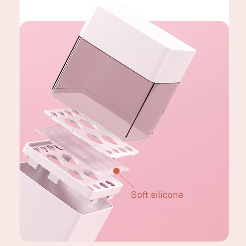 Boîte de Rangement & Séchage 2-en-1 pour Pinceaux de Maquillage – 12 Emplacements | Compacte & Étanche