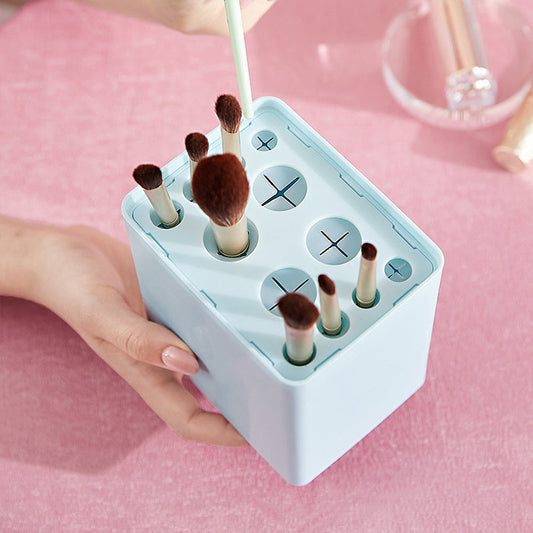 Boîte de Rangement & Séchage 2-en-1 pour Pinceaux de Maquillage – 12 Emplacements | Compacte & Étanche